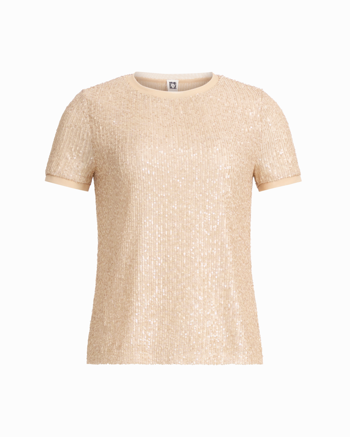 Short Sleeve Banded Crew Neck Knit Tee