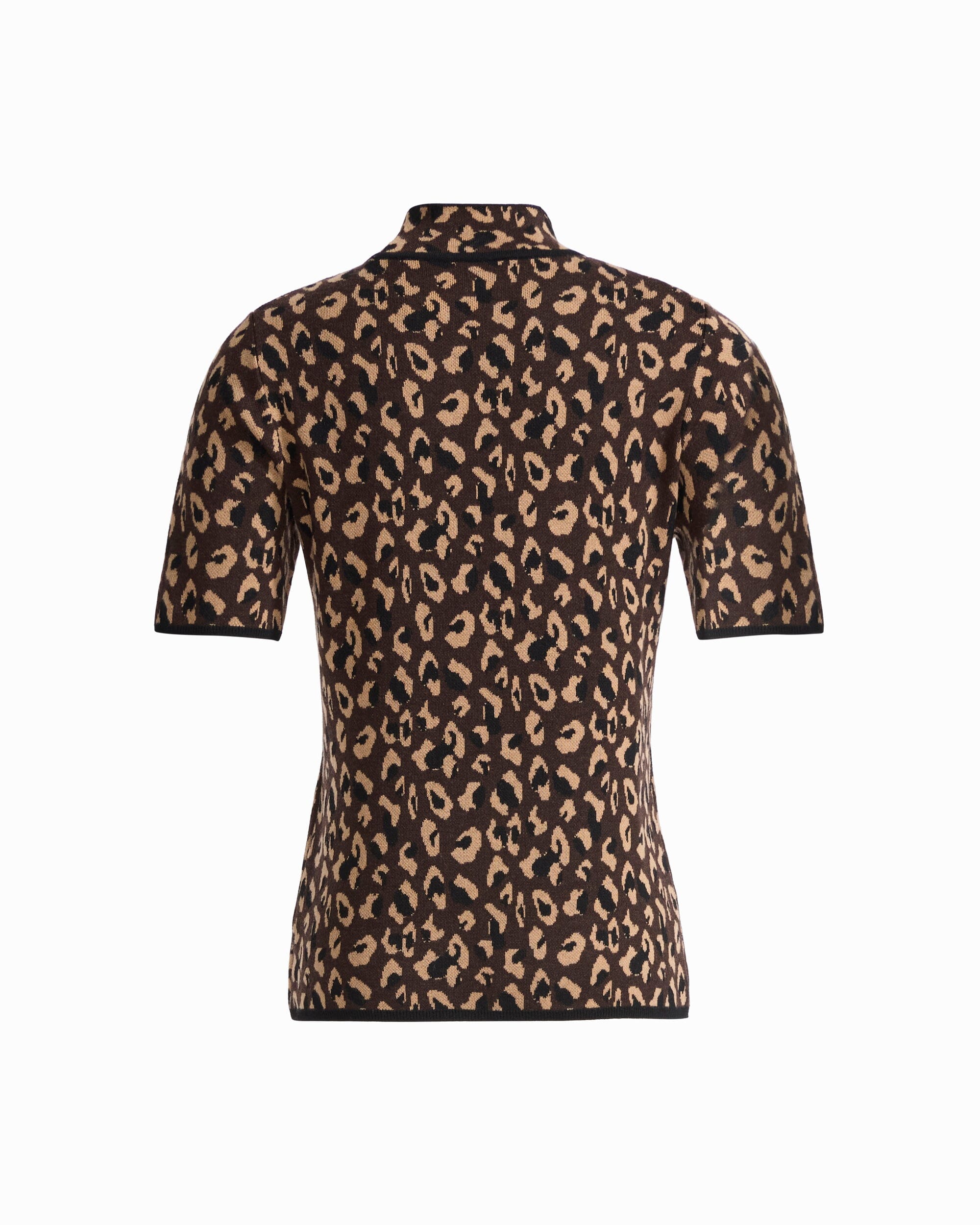 Anne Klein Animal Print Half Sleeve Turtleneck Knit Top