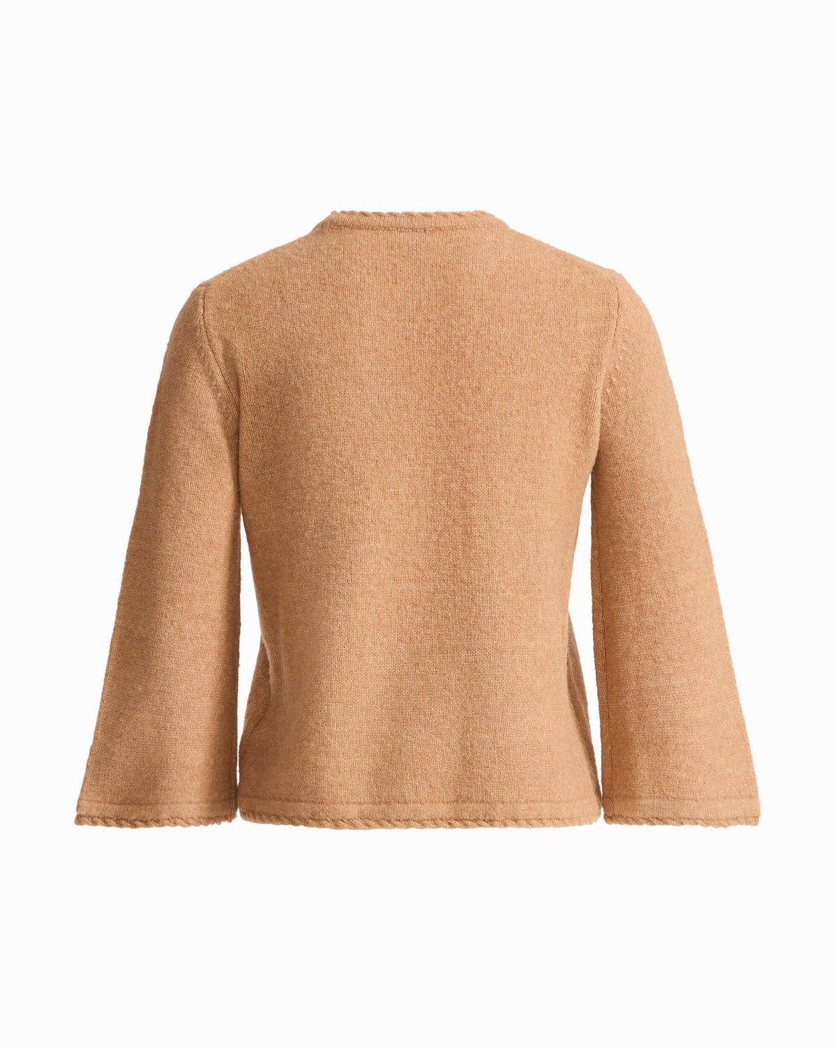 Anne Klein Petite Braided Trim Bell Sleeve Crew Neck Sweater