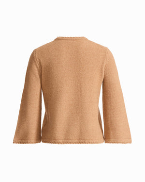 Anne Klein Petite Braided Trim Bell Sleeve Crew Neck Sweater
