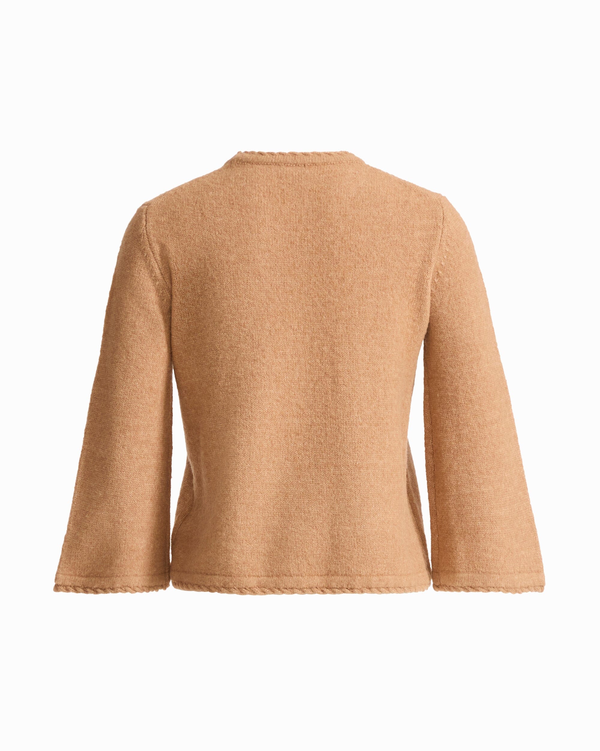 Anne Klein Braided Trim Bell Sleeve Crew Neck Sweater