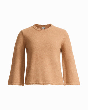 Anne Klein VICUNA Petite Braided Trim Bell Sleeve Crew Neck Sweater