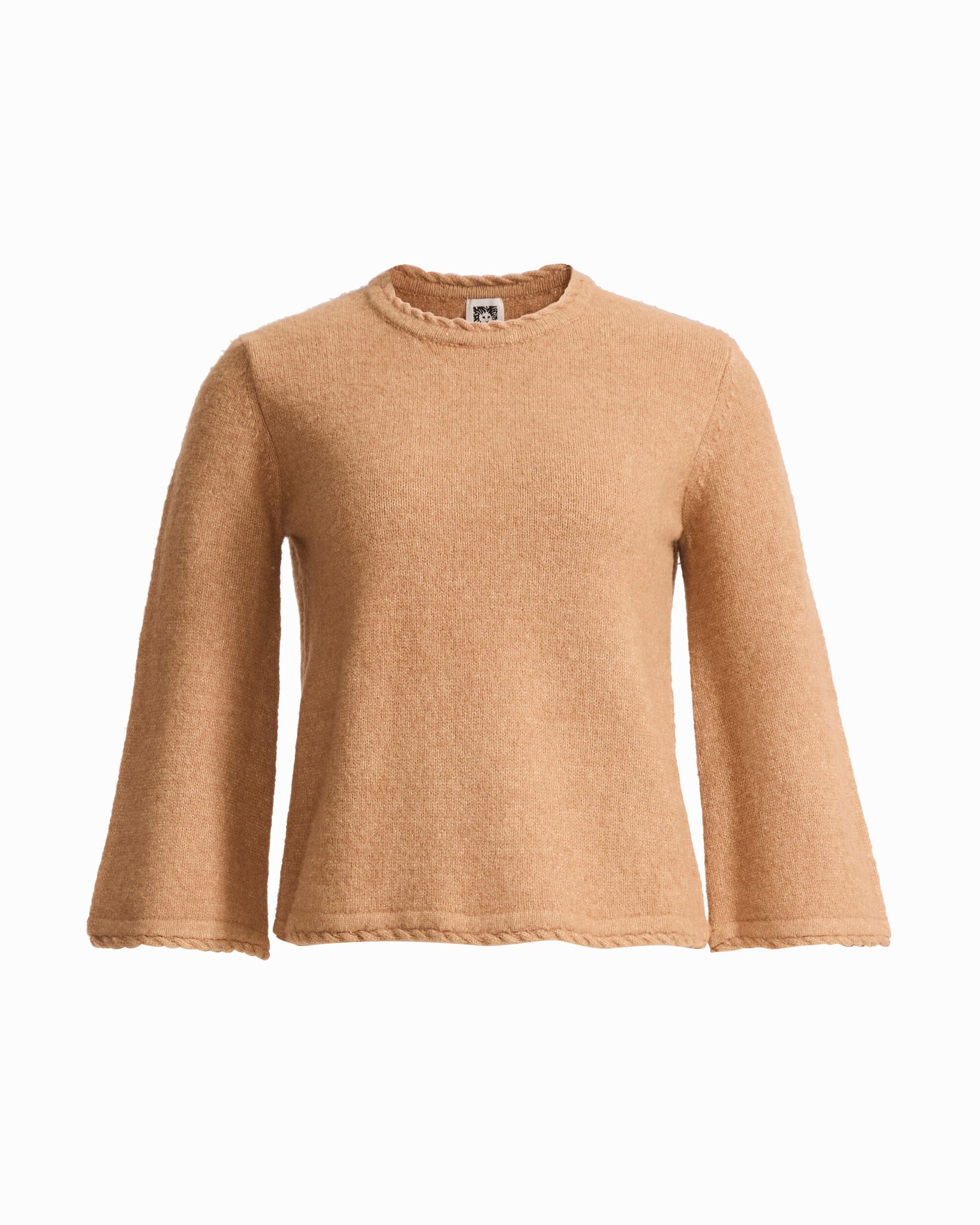 Anne Klein VICUNA Braided Trim Bell Sleeve Crew Neck Sweater