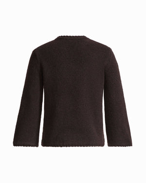 Anne Klein Petite Braided Trim Bell Sleeve Crew Neck Sweater