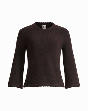 Anne Klein DEEP MAHOGANY Petite Braided Trim Bell Sleeve Crew Neck Sweater