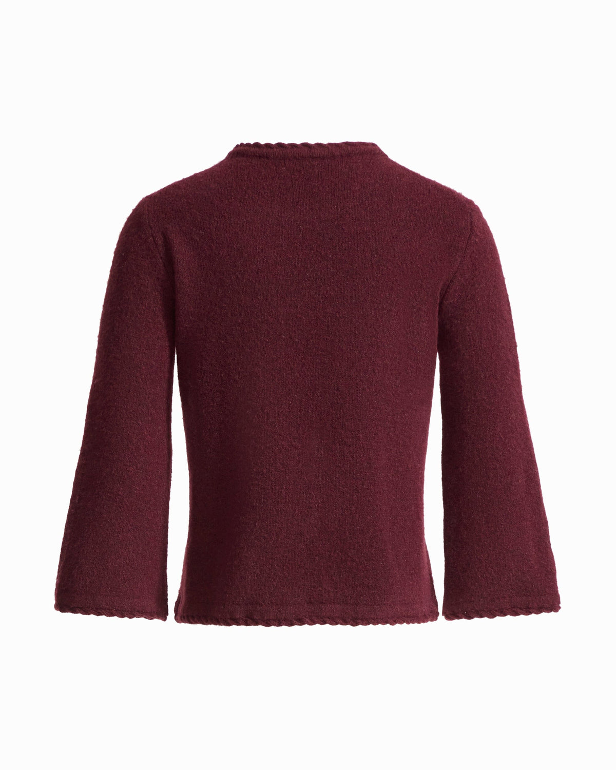 Anne Klein Braided Trim Bell Sleeve Crew Neck Sweater