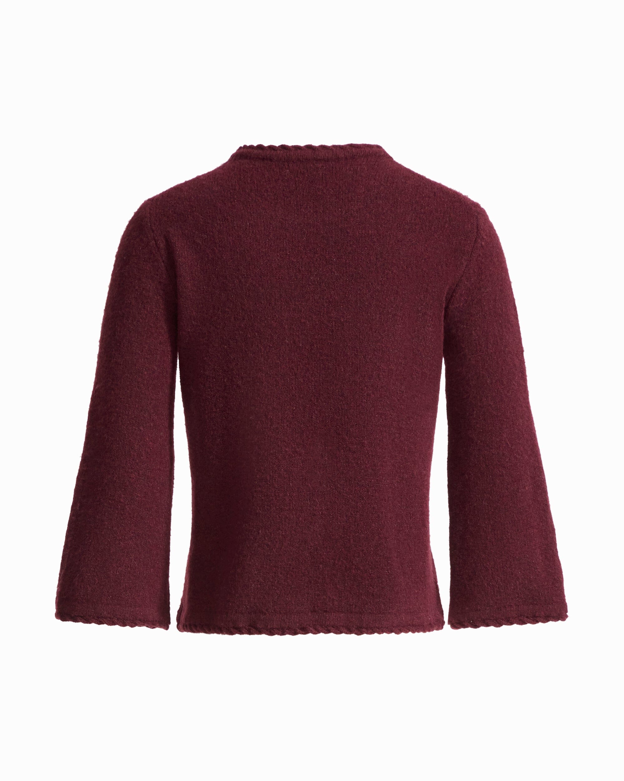 Anne Klein Braided Trim Bell Sleeve Crew Neck Sweater