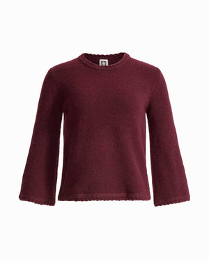 Anne Klein BAROLO Petite Braided Trim Bell Sleeve Crew Neck Sweater