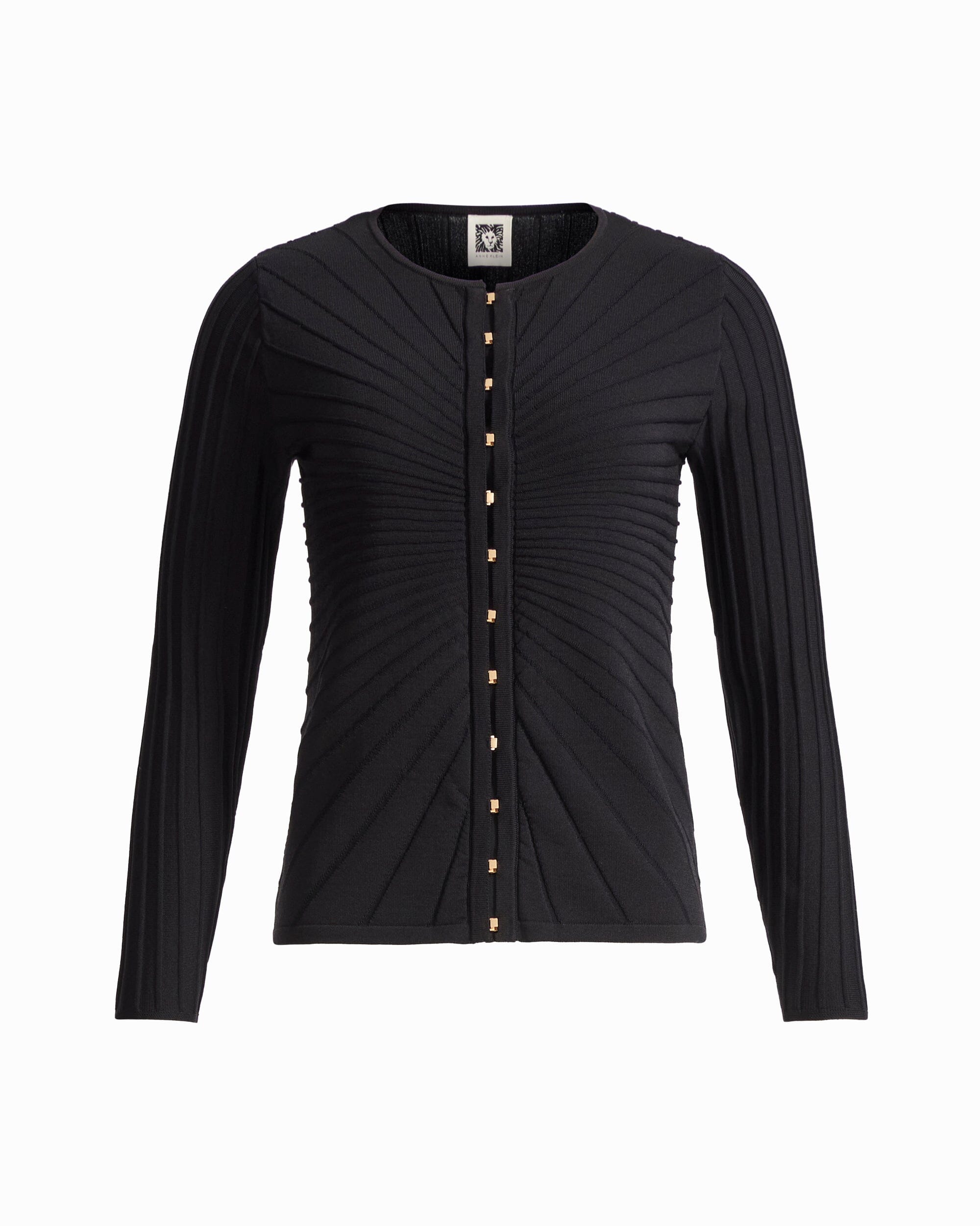 Anne Klein ANNE BLACK Sunburst Kissing Front Bell Sleeve Cardigan