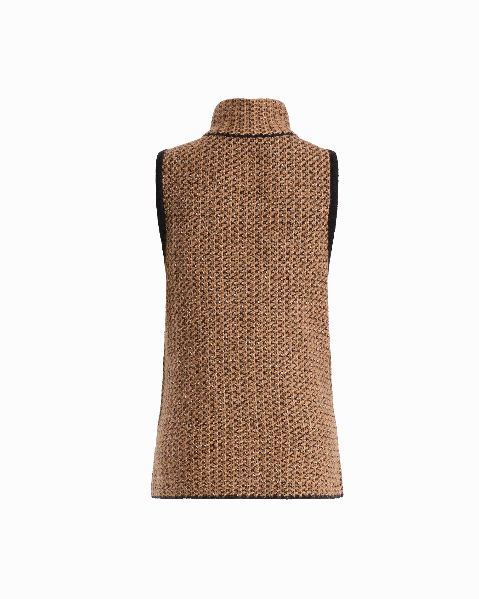 Turtleneck Sleeveless Vest with Trim