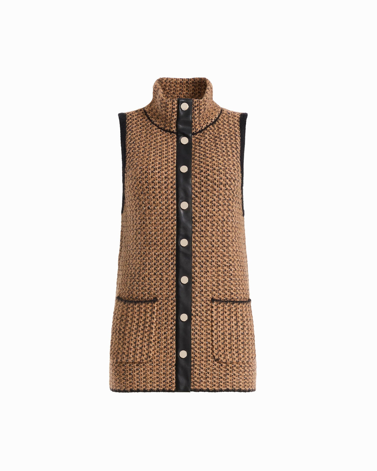 Anne Klein VICUNA MULTI Turtleneck Sleeveless Vest with Trim