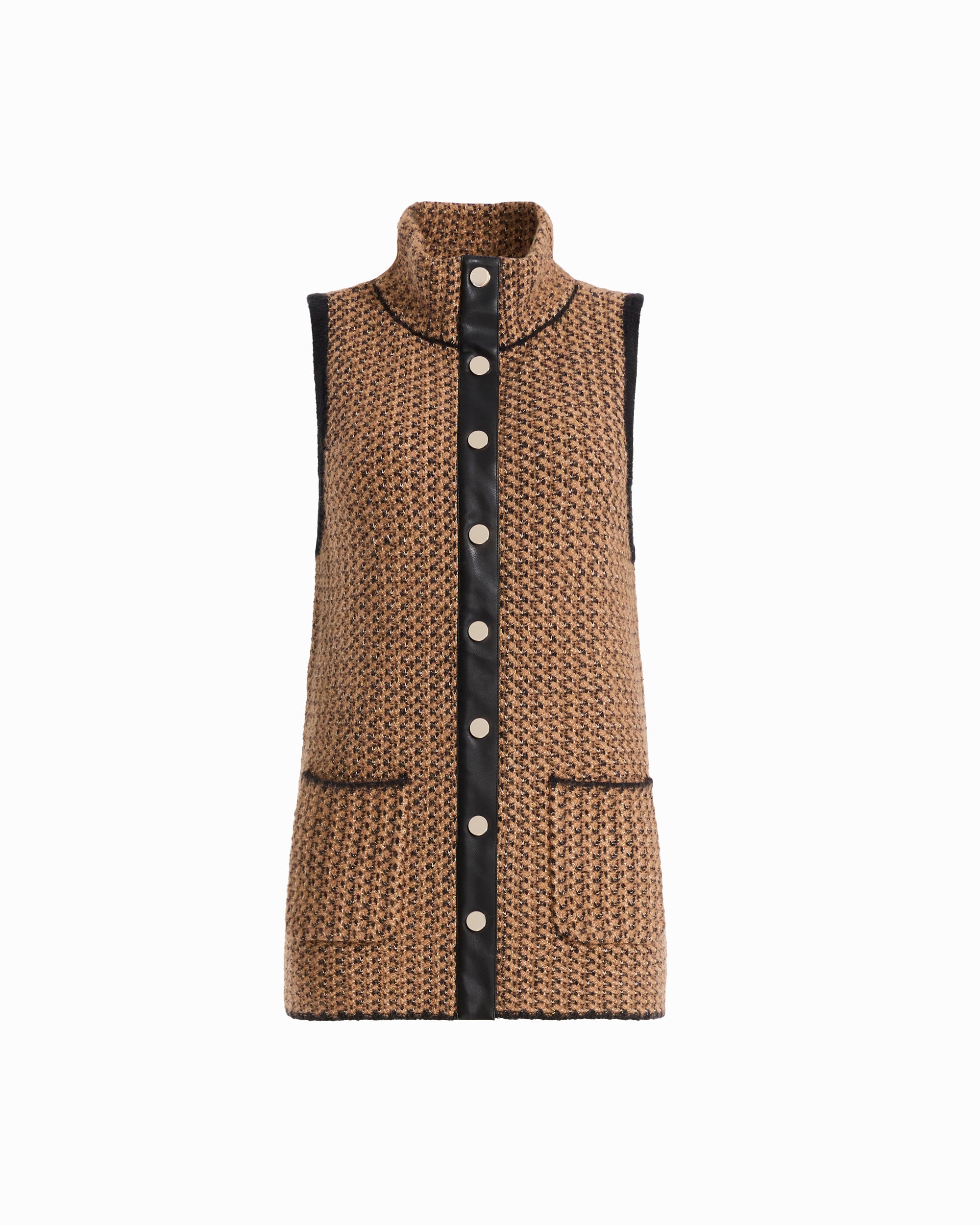 Turtleneck Sleeveless Vest with Trim
