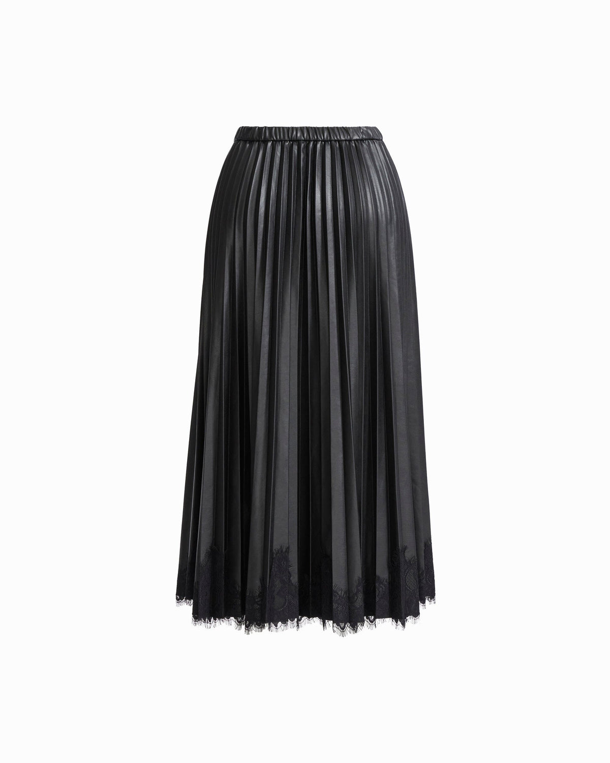 Anne Klein Pull-On Pleated Skirt with Lace Trim
