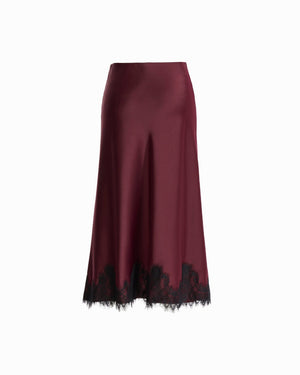 Anne Klein Pull-On Bias Flared Skirt with Lace Trim