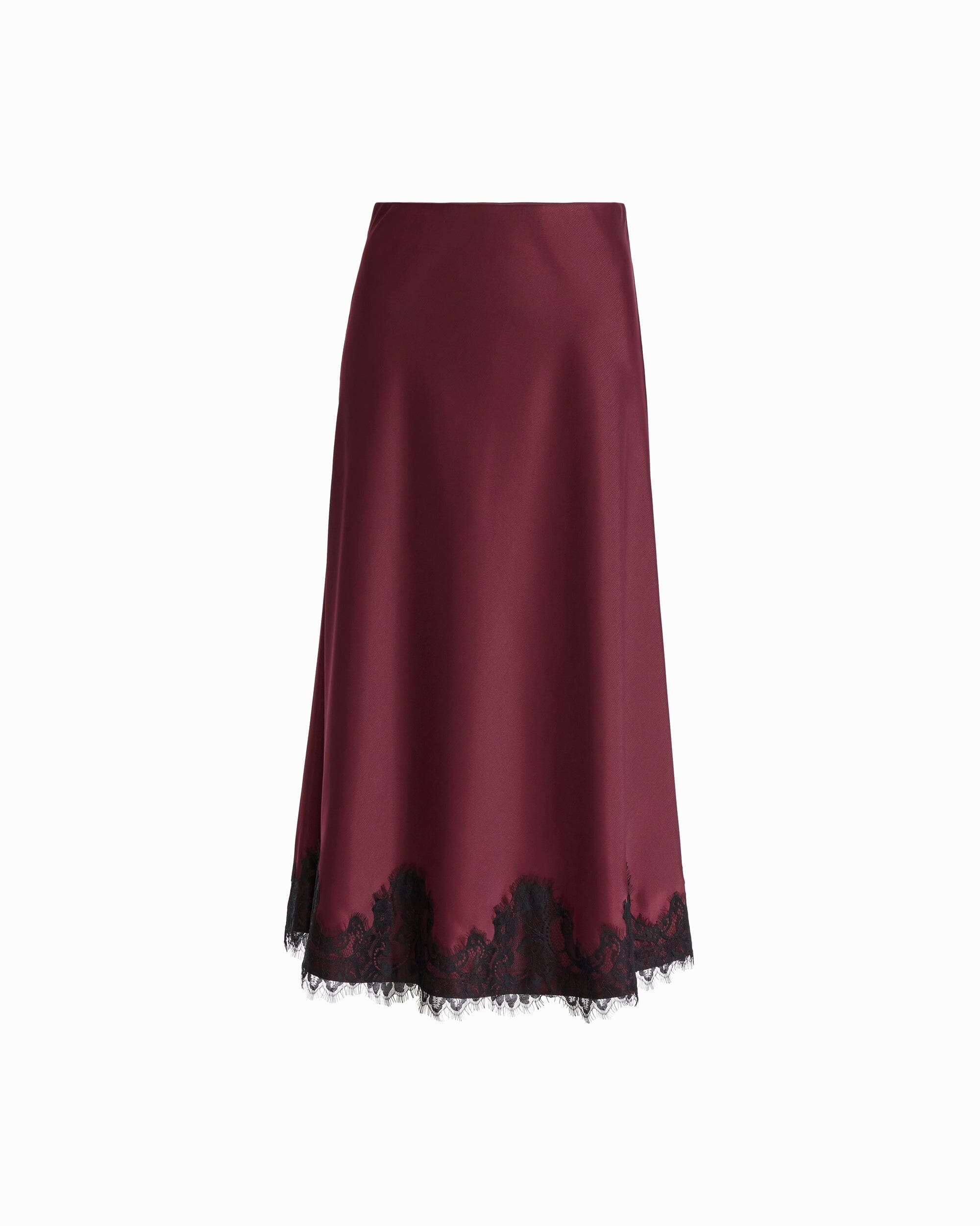 Anne Klein BAROLO Pull-On Bias Flared Skirt with Lace Trim