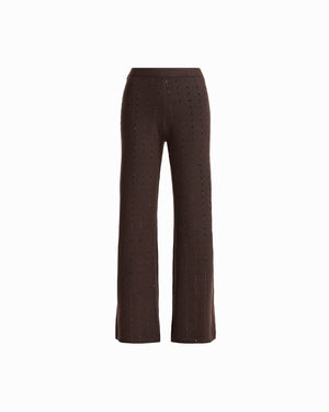 Anne Klein DEEP MAHOGANY Heat Set Wide Leg Sweater Pant