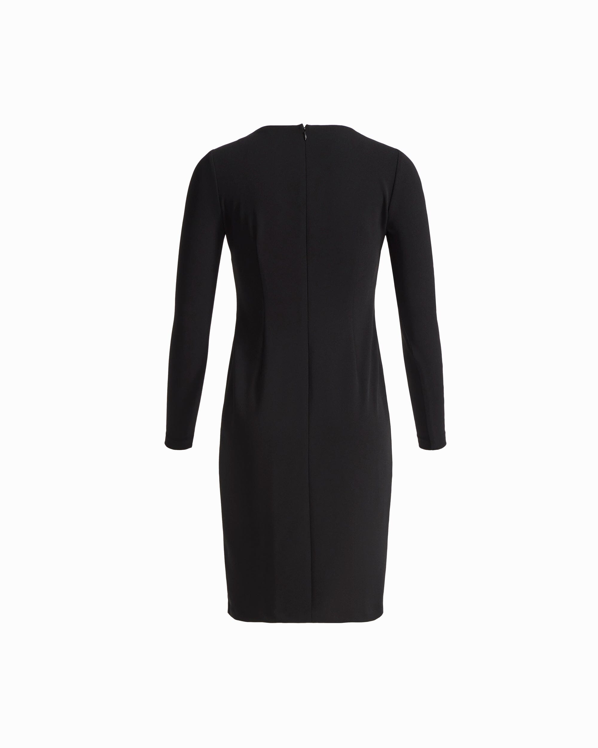 Petite Accent Waist Long Sleeve Boat Neck Sheath Dress in ANNE BLACK