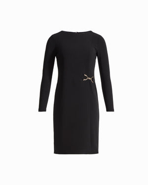 Long Sleeve Boat Neck Sheath Dress with Accent Waist Apparel & Accessories Kasper