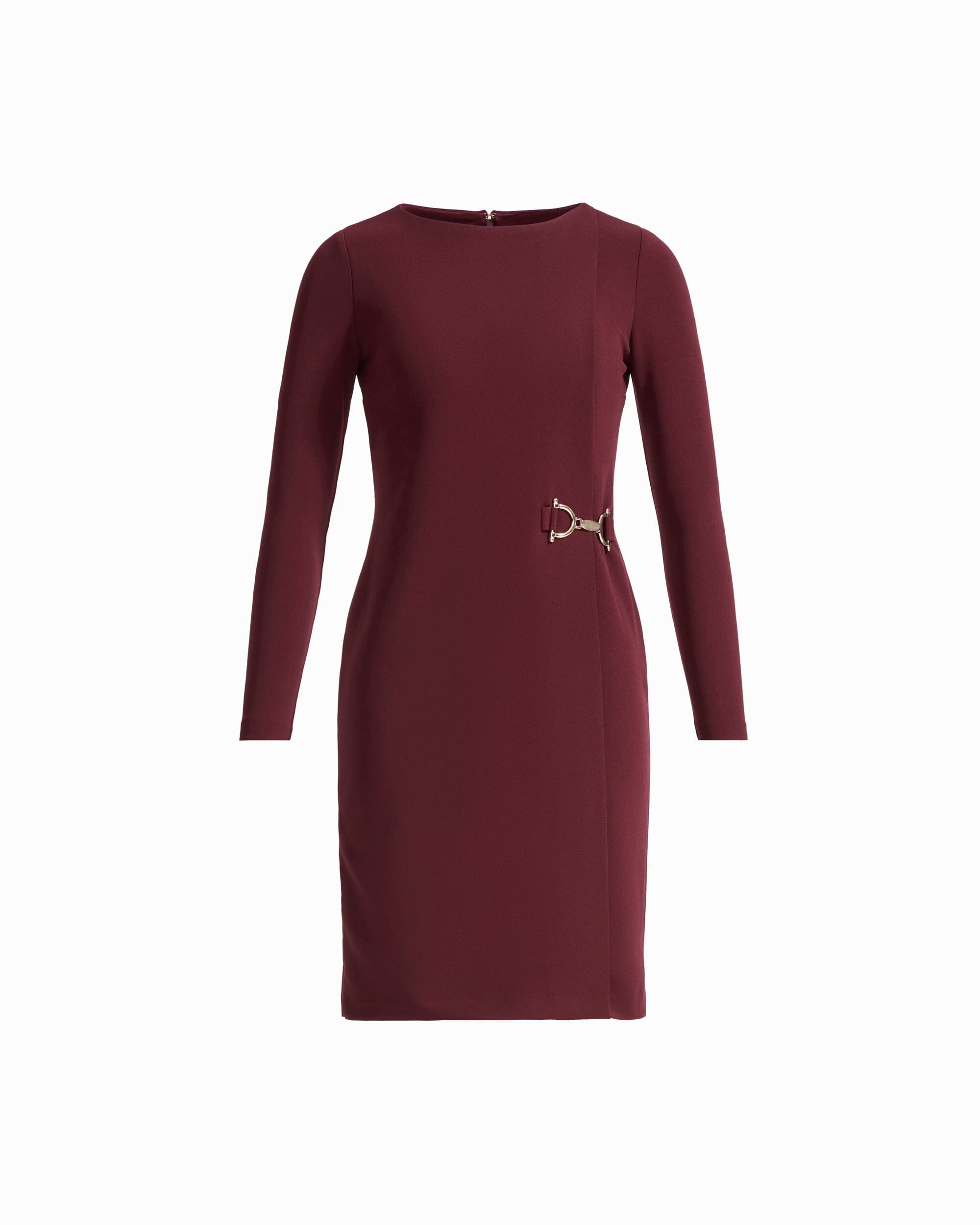 Anne Klein Petite Scuba Crepe Scoop Neck Long Sleeve Sheath Dress - BAROLO