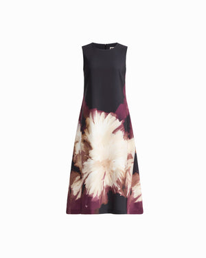 Anne Klein ANNE BLACK MULTI Sleeveless Crew Neck A-Line Midi Dress