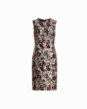Anne Klein ANNE BLACK MULTI Sleeveless Crew Neck Classic Sheath Dress