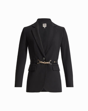 Belted Notch Lapel Single-Button Jacket Apparel & Accessories Kasper