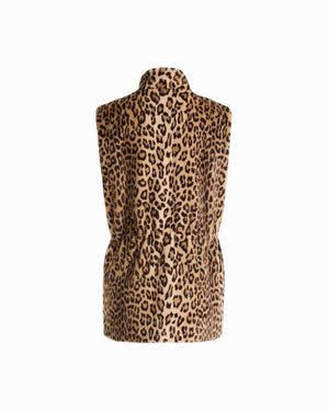 Anne Klein Shawl Neck Sleeveless Vest with Hidden Snap Front and Drawcord