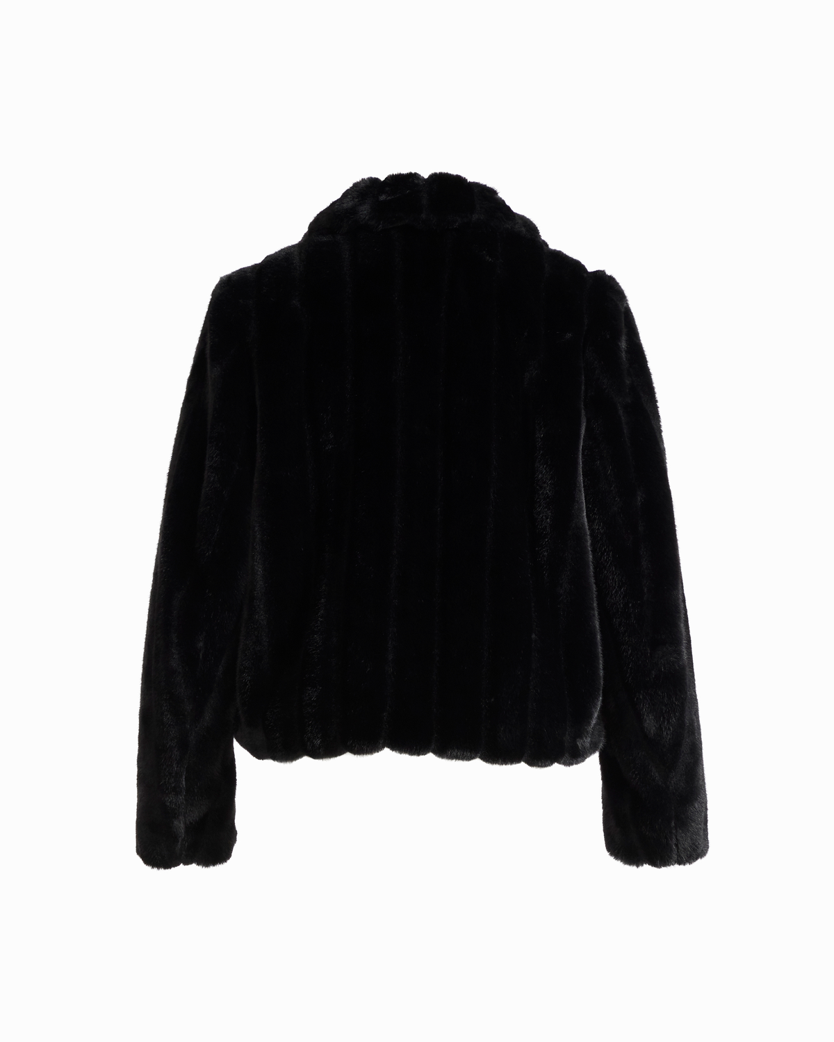 Cropped Notched Faux Fur Jacket