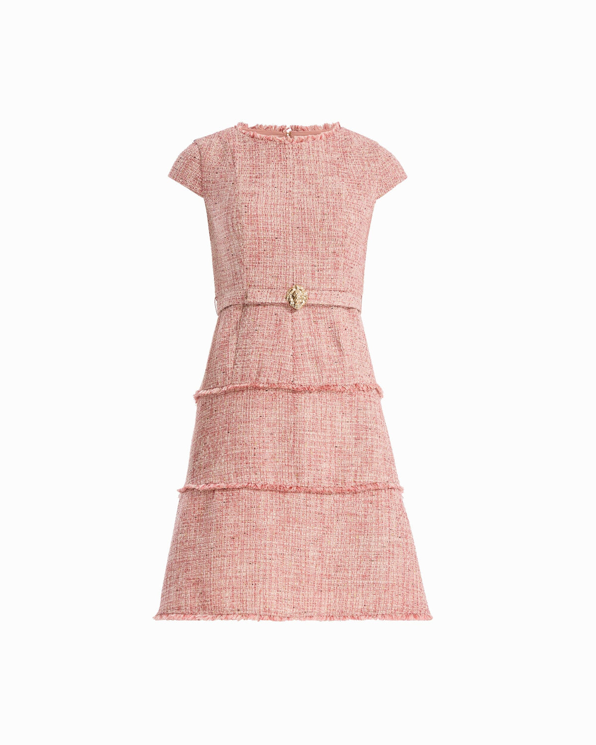 Anne Klein ANTIQUE CORAL MULTI Heritage Tweed Cap Sleeve Dress