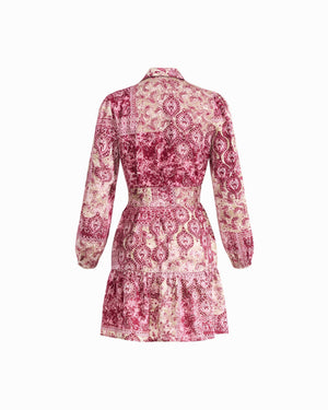 Printed Twill Tiered Shirt Dress Dresses Kasper