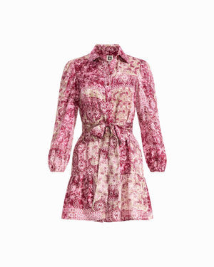 Printed Twill Tiered Shirt Dress Dresses Kasper