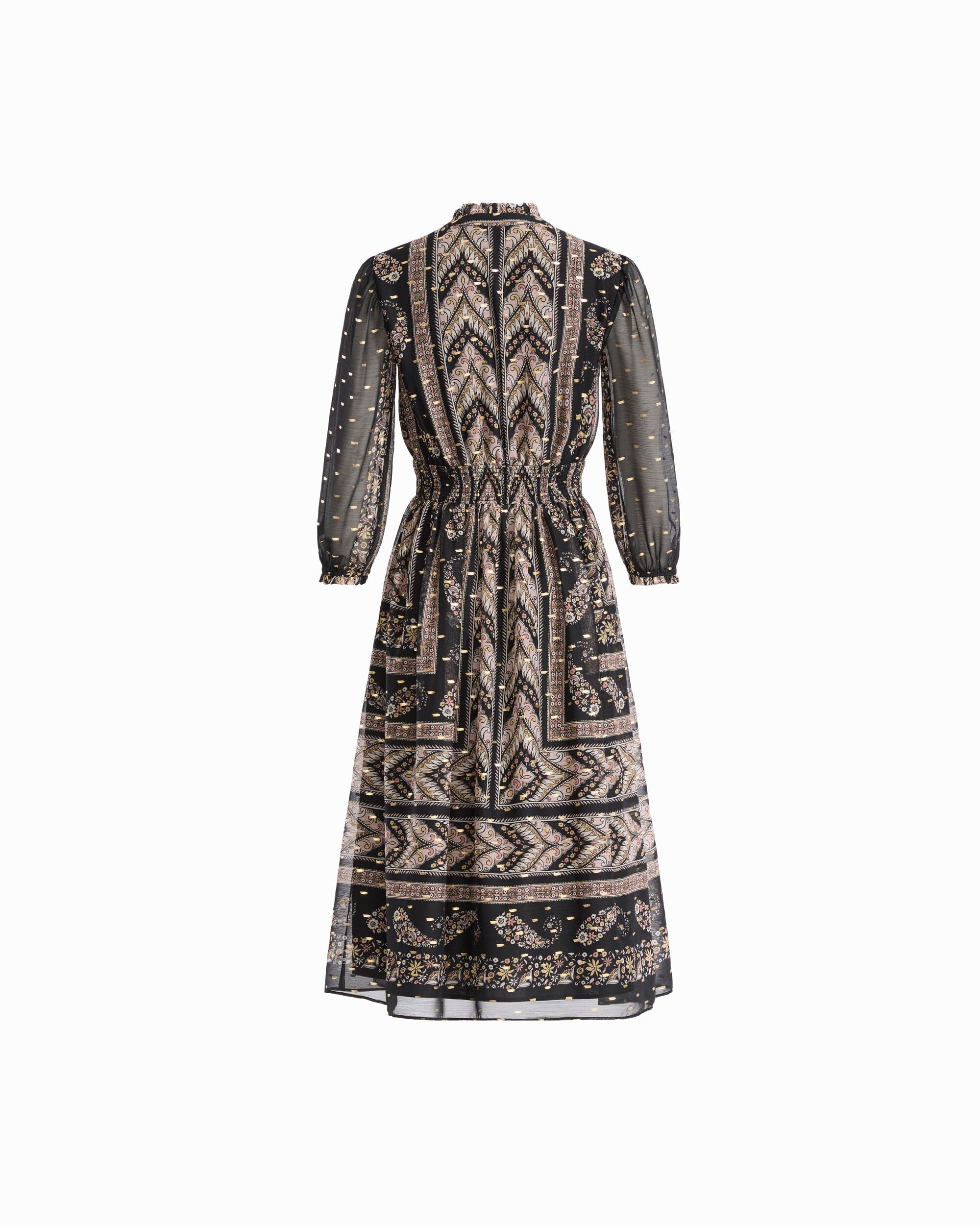 Foil Print Ruffle Trim Midi Dress Dresses Kasper