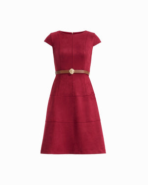 Scuba Suede Boat Neck Dress Dresses Kasper