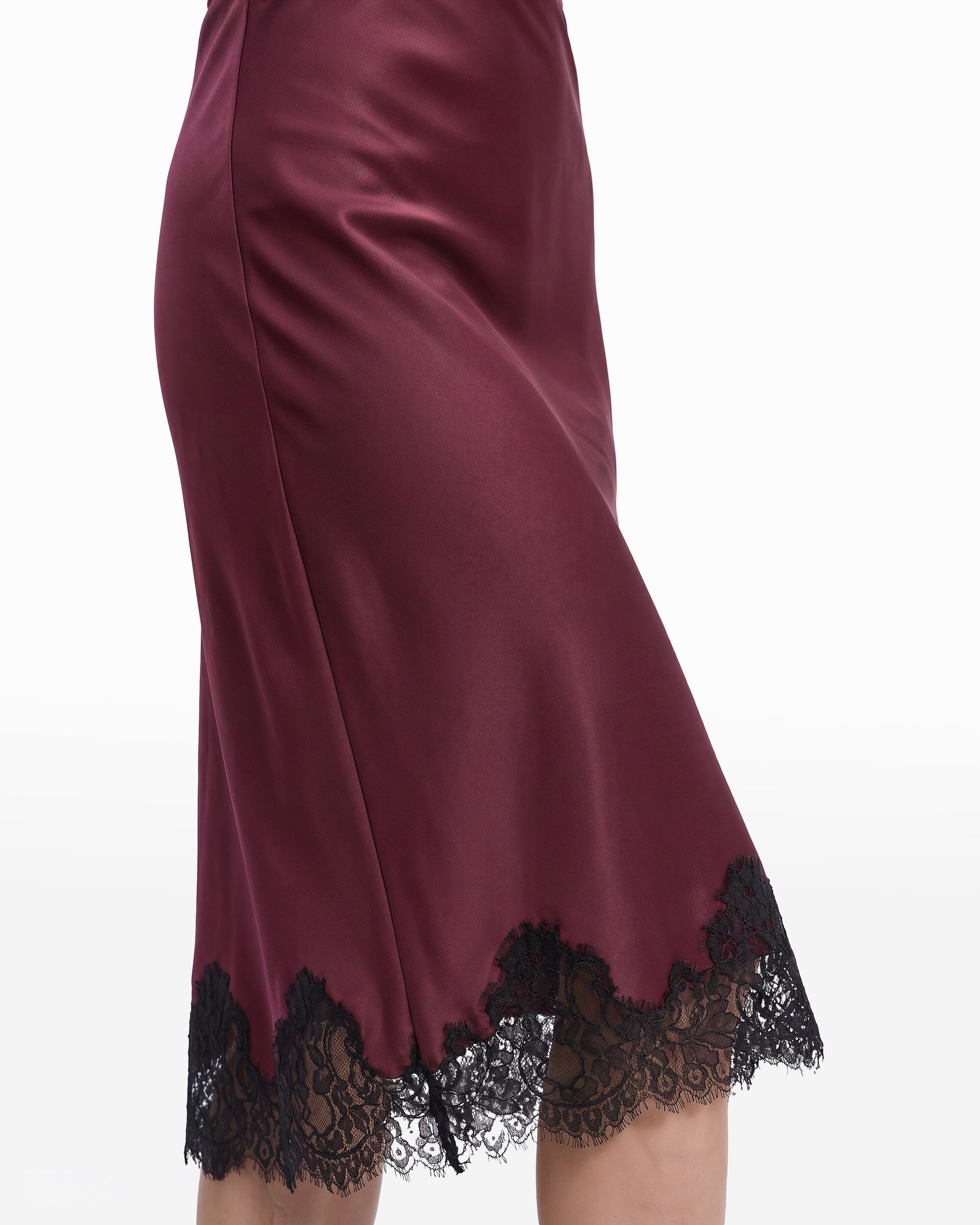 Anne Klein Bias Flared Skirt with Lace Trim
