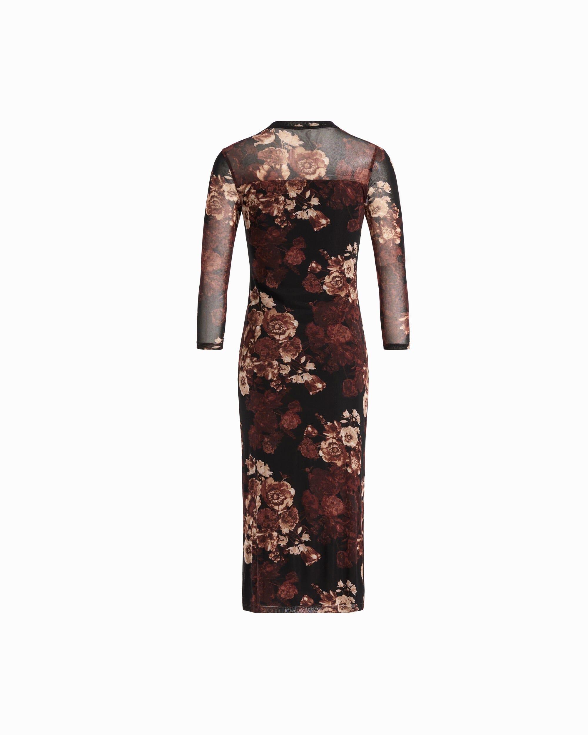 Printed Mesh Long Sleeve Midi Dress Dresses Kasper
