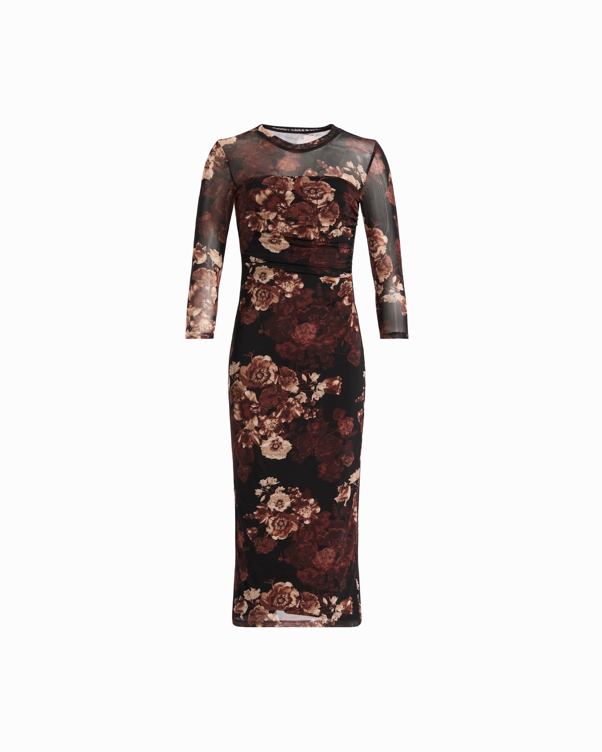 Printed Mesh Long Sleeve Midi Dress Dresses Kasper