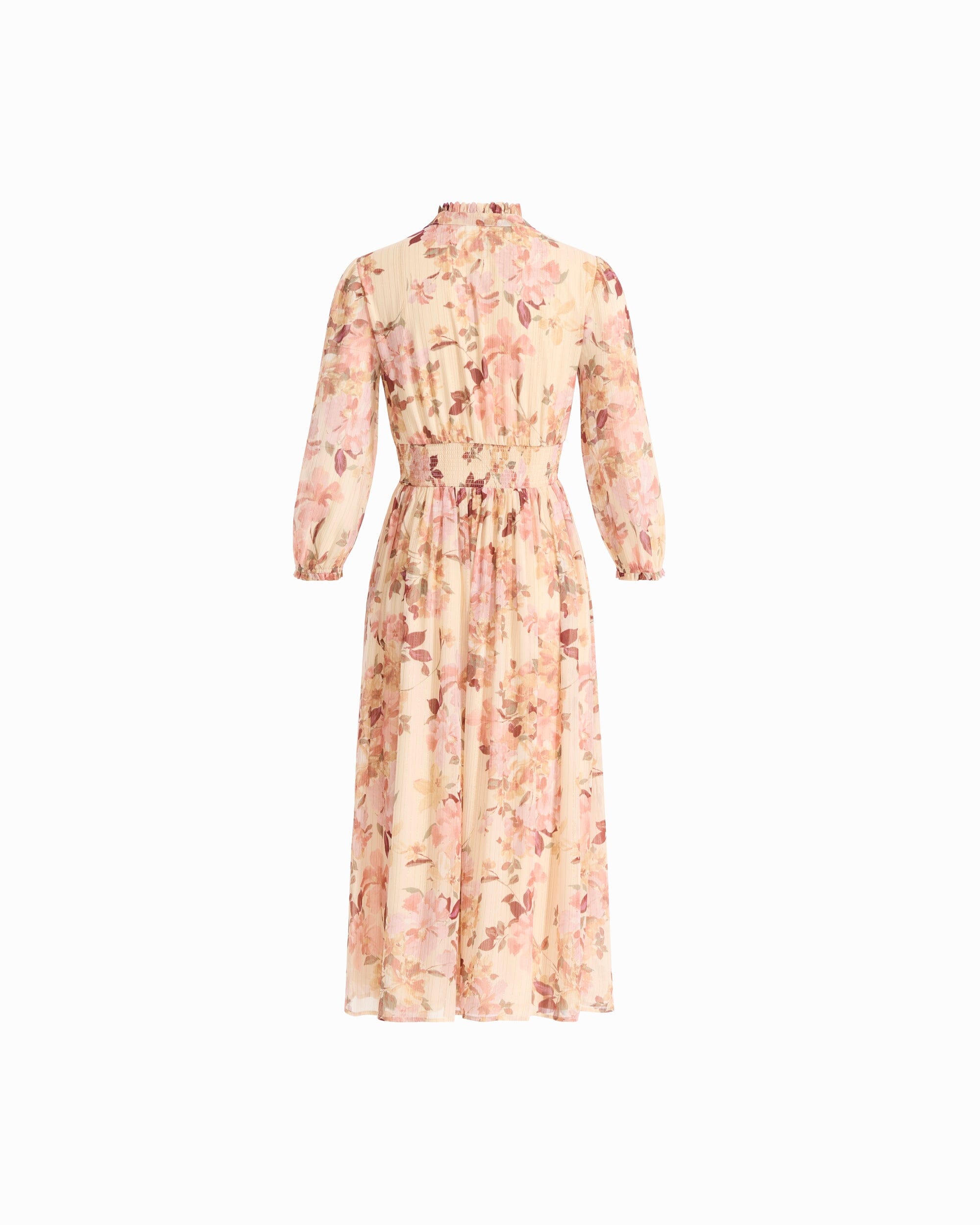 Smocked Waist V-Neck Midi Dress Dresses Kasper