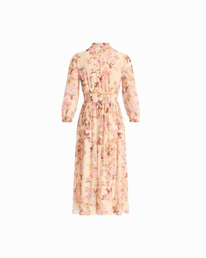 Smocked Waist V-Neck Midi Dress Dresses Kasper