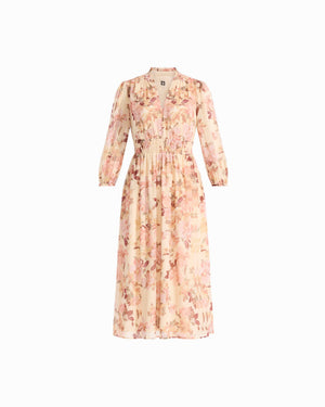 Smocked Waist V-Neck Midi Dress Dresses Kasper