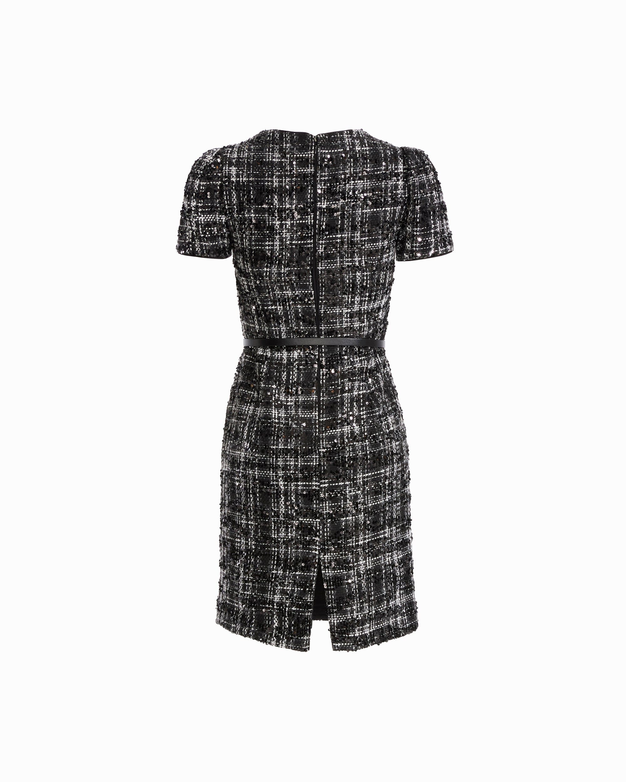 Sequin Tweed Belted Dress Dresses Kasper