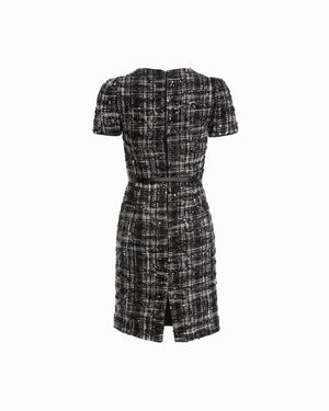 Sequin Tweed Belted Dress Dresses Kasper
