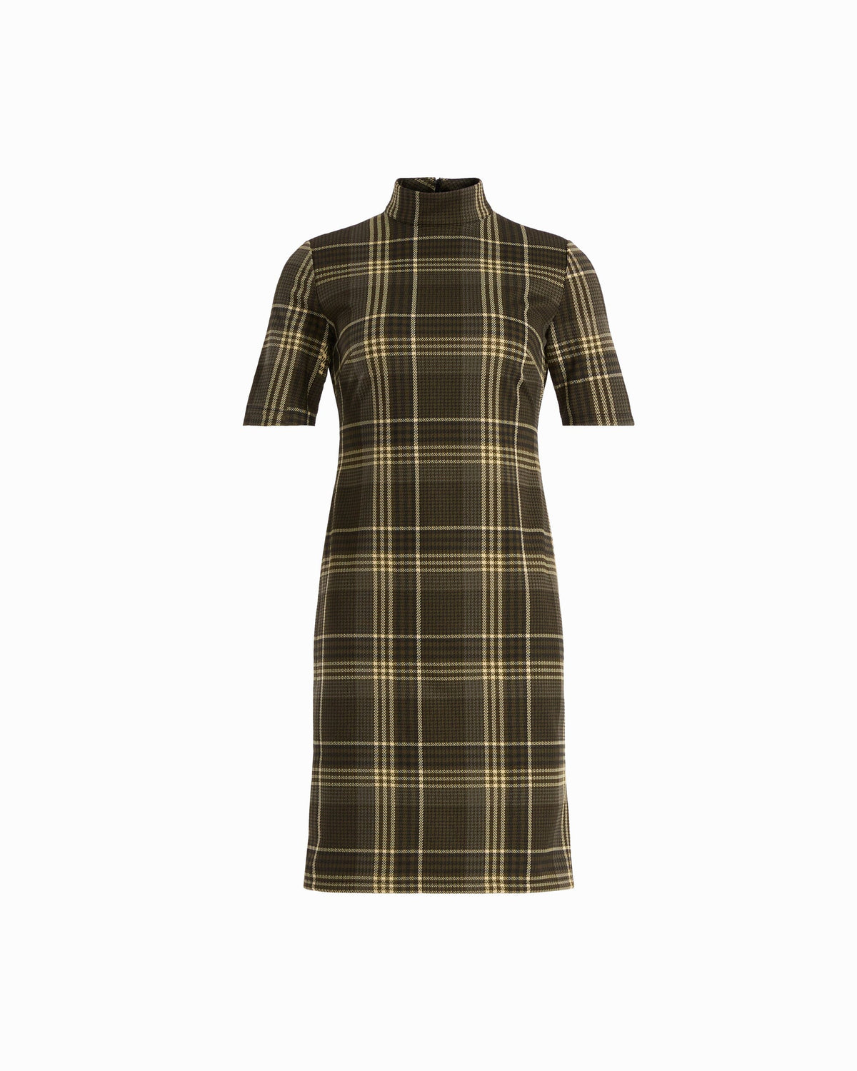 Anne Klein DEEP JADE MULTI Short Sleeve Plaid Sheath Dress