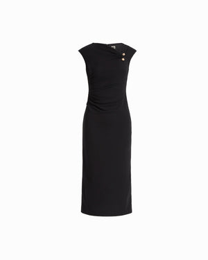 Button Neck Midi Dress Dresses Kasper
