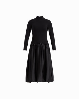 Mock Neck Drop Waist Bubble Skirt Dress Dresses Kasper