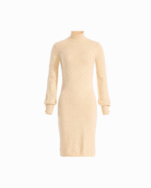 Bobble Diamond Stitch Turtleneck Dress Dresses Kasper