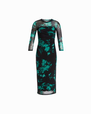 Printed Mesh Long Sleeve Midi Dress Dresses Kasper