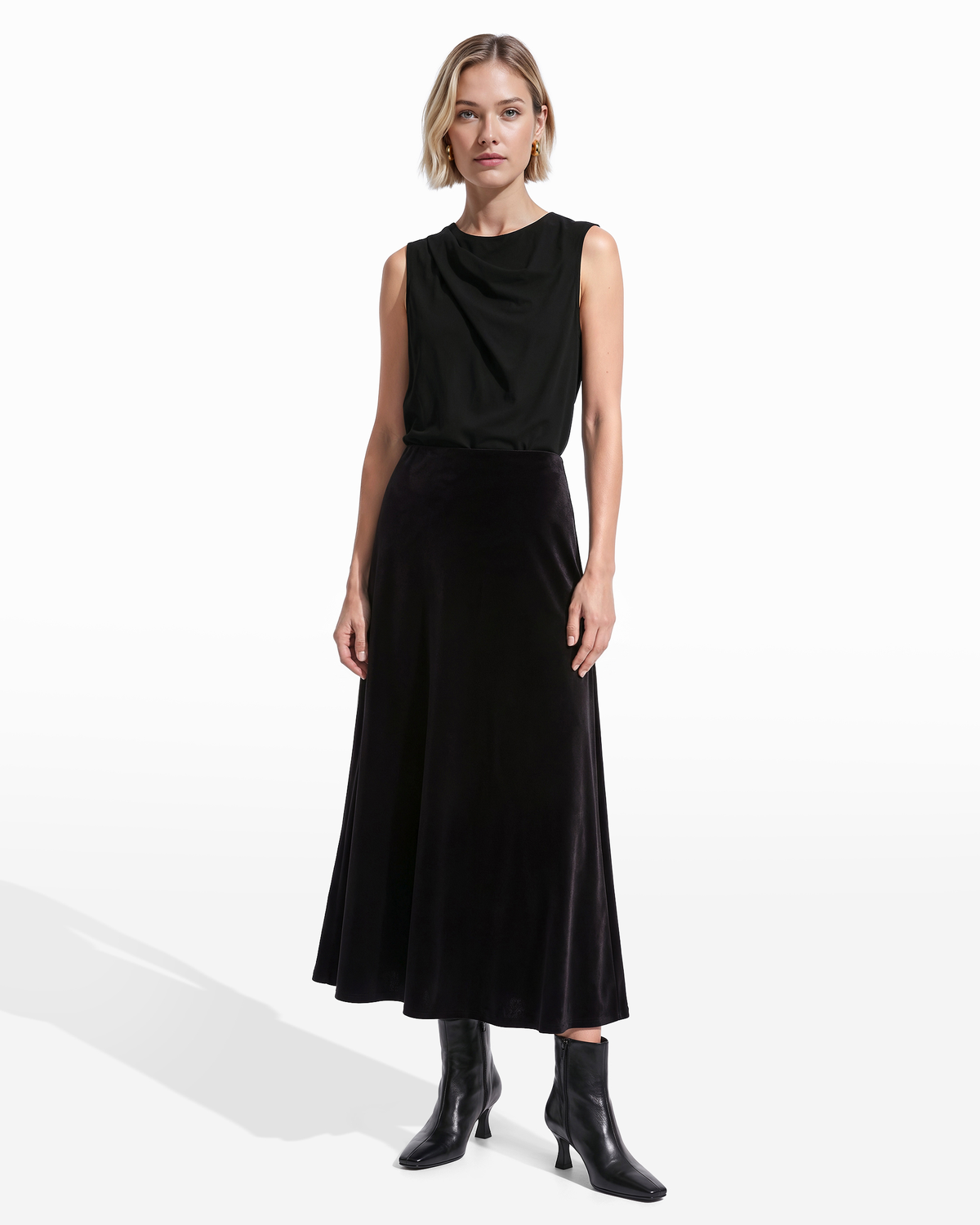 Flared Bias-Cut Maxi Skirt