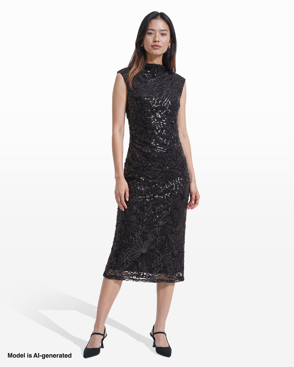 Sleeveless Draped Midi Dress