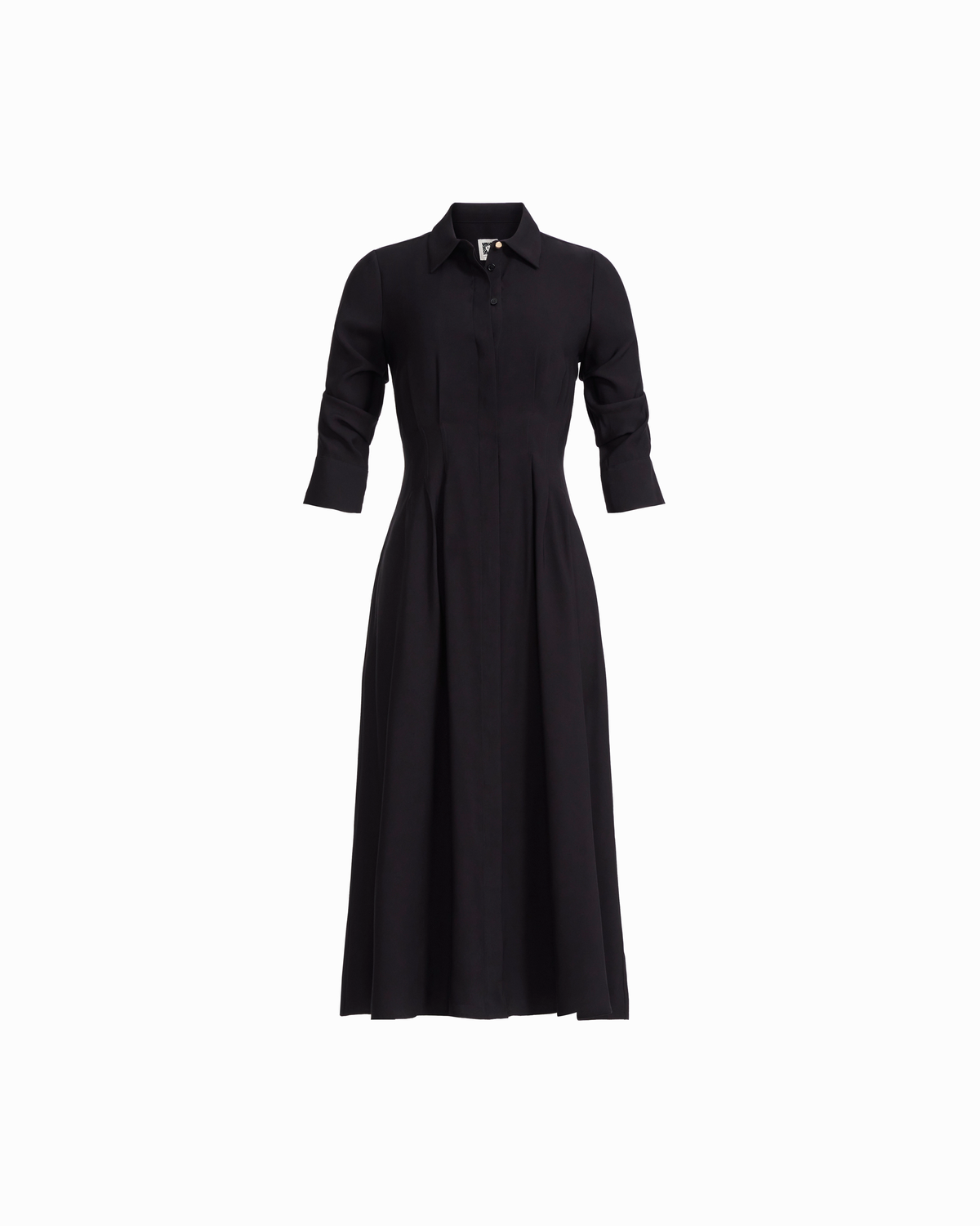 Pleated Short Sleeve Button-Front Shirt Dress