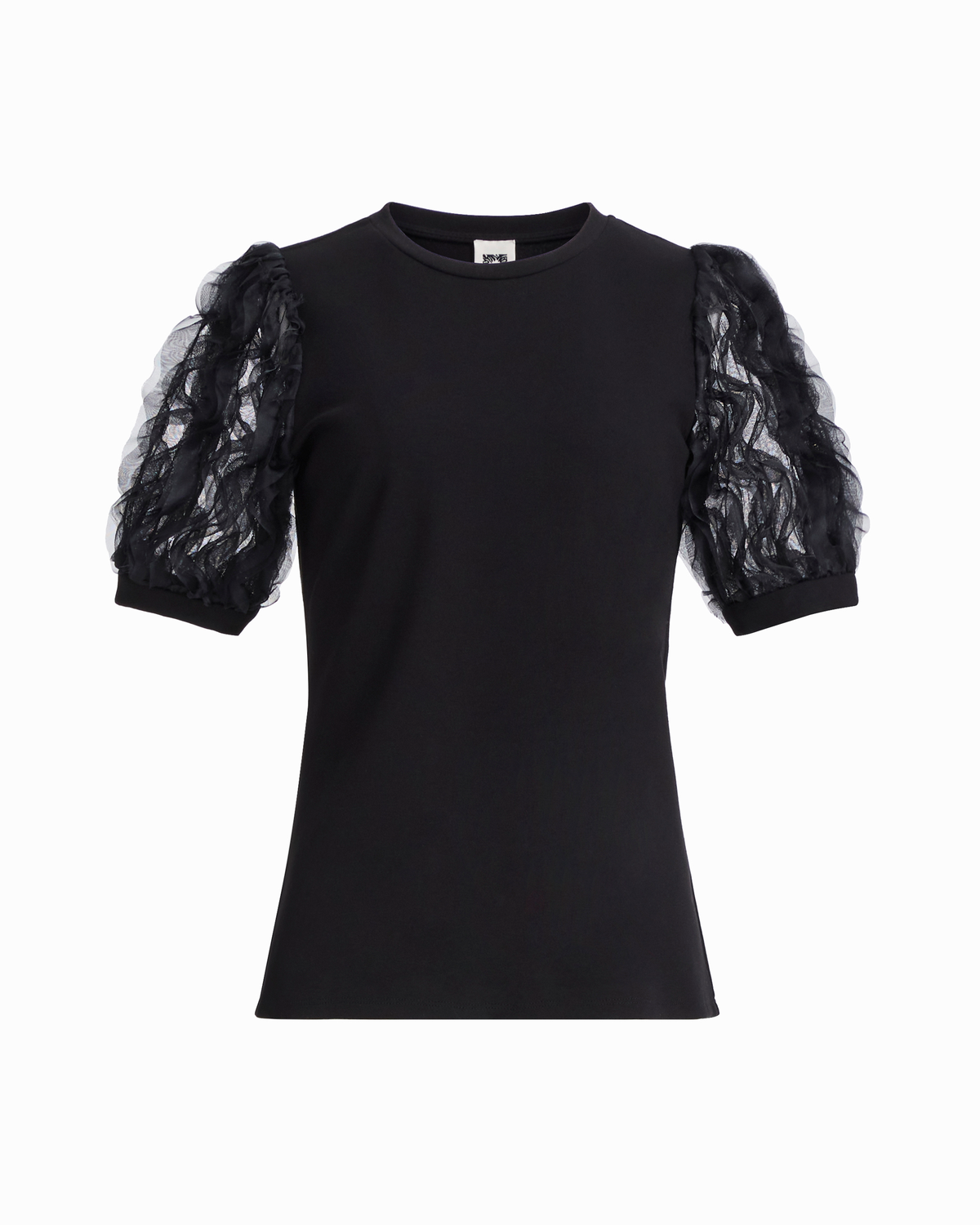 Elbow Sleeve Crew Neck Combo Sleeve Knit Top